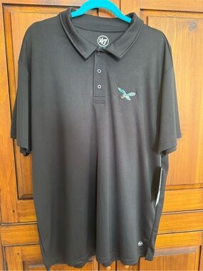 ‘47 Men's Black XXL Philadelphia Eagles Polo with Embroidered Eagle Accent. NWT